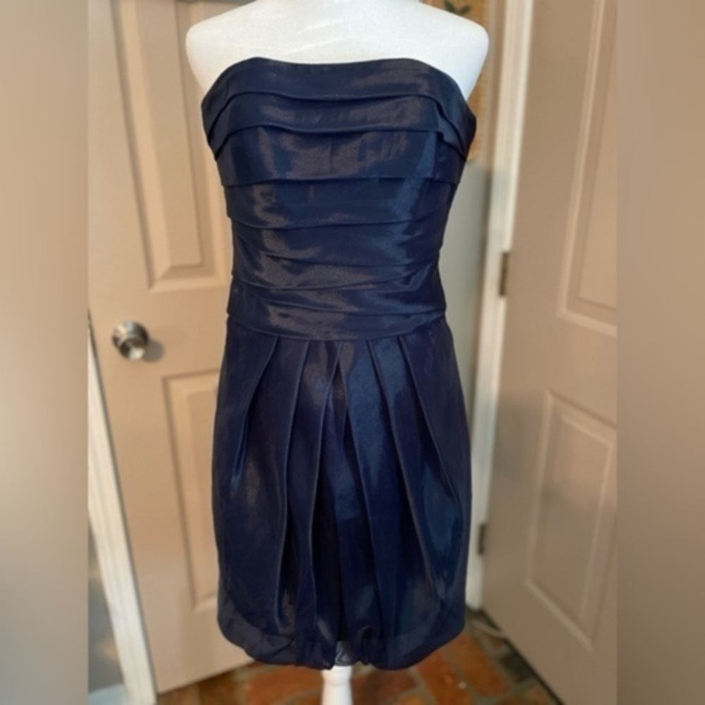 White By Vera Wang Strapless Navy Blue Cocktail Semi-Formal Dress